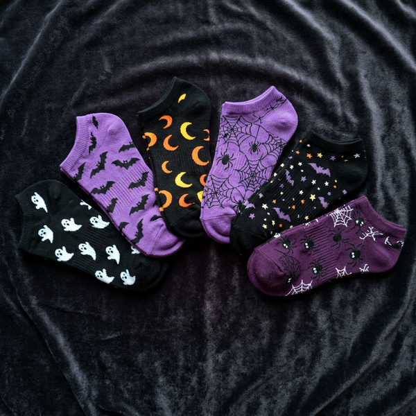 Bat & Moon No-Show Sock Set
