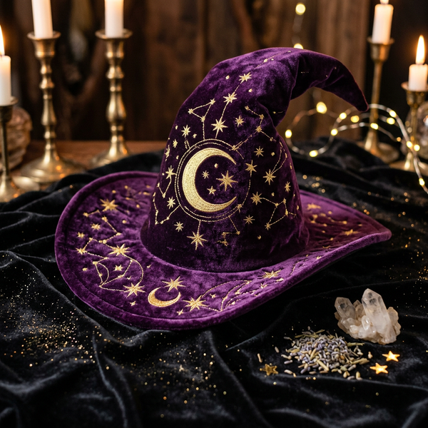Celestial Witch Hat — Purple & Gold