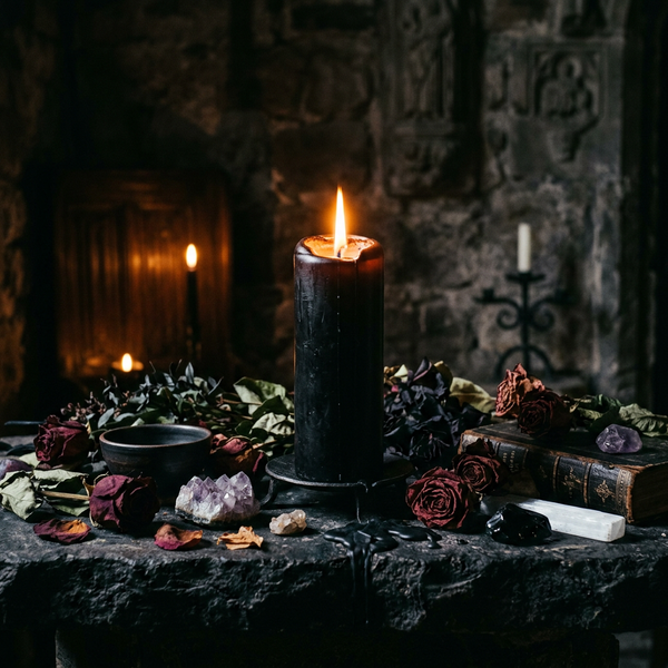 Black Flame Pillar Candle