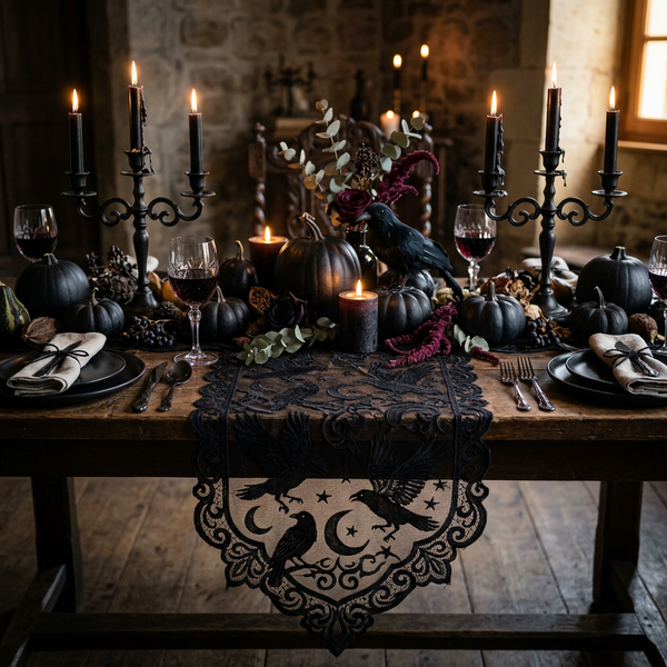Raven & Moon Lace Table Runner